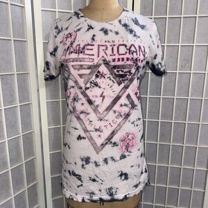 American Fighter Gray Short Sleeve Athletic Graphic Tee Shirt Women's Sz Large